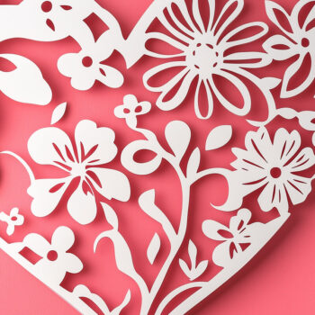 Intra απο ξύλο plywood 3mm-4mm πάχος – Κοπή χαρτιού Floral Heart Δίασταση 20x20 cm INTRAFABR-115966963 - Image 1
