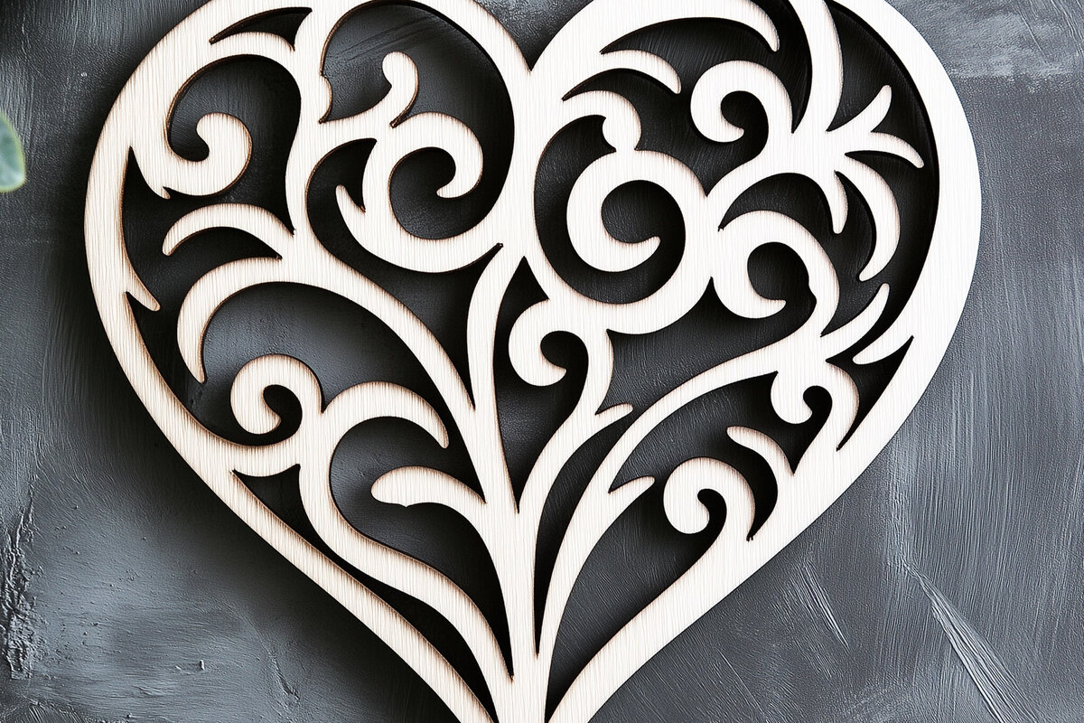 Intra απο ξύλο plywood 3mm-4mm πάχος – Κοπή χαρτιού Floral Heart Δίασταση  20x20 cm INTRAFABR-118401440