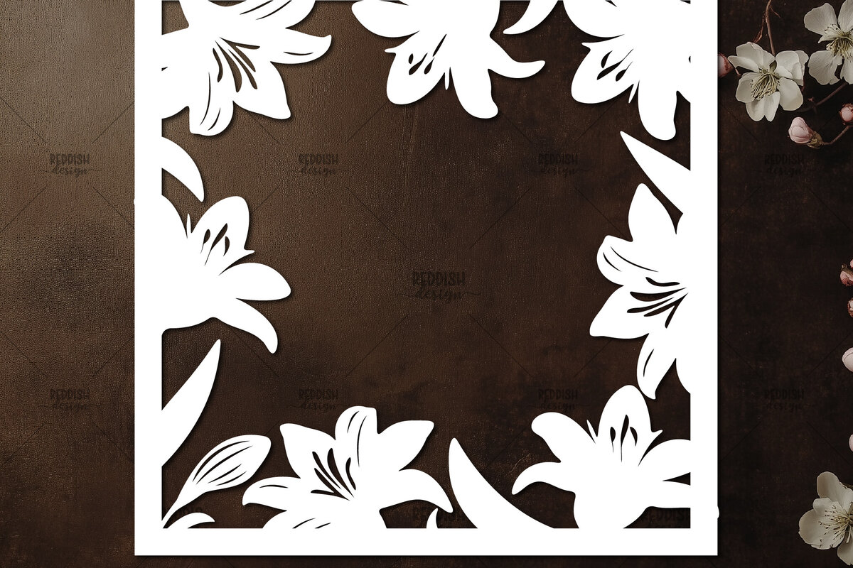 Intra απο ξύλο plywood 3mm-4mm πάχος – Κοπή χαρτιού Floral Κορνίζα φωτογραφιών Δίασταση  20x20 cm INTRAFABR-115492794