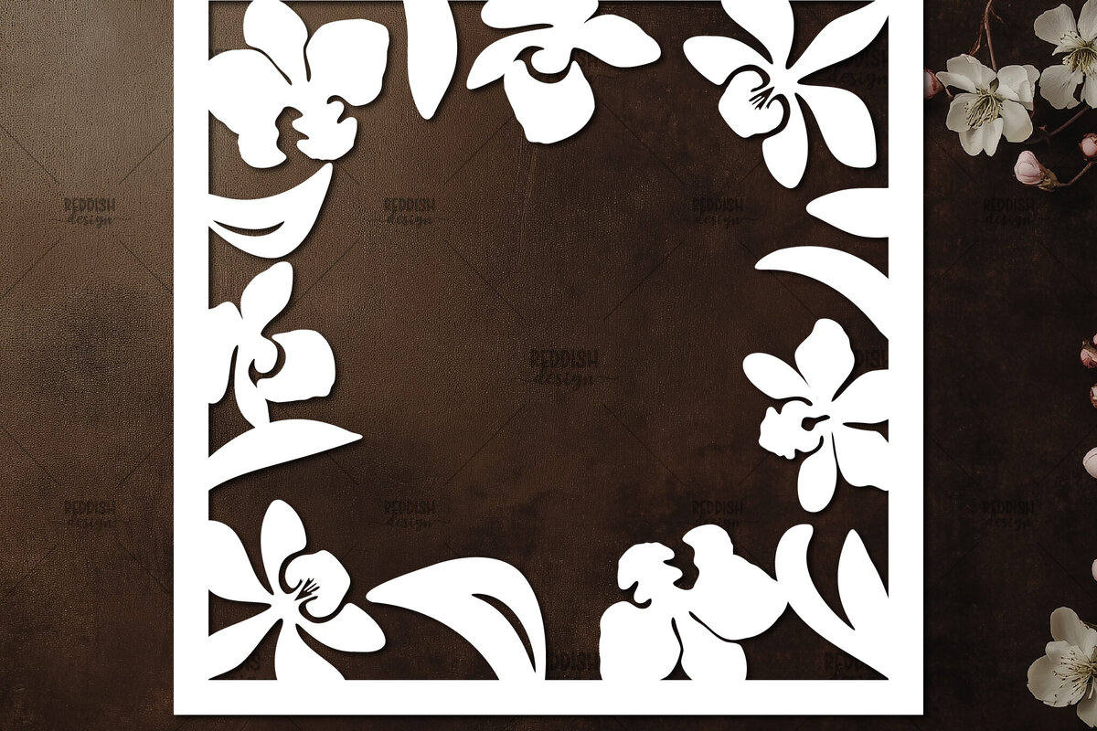 Intra απο ξύλο plywood 3mm-4mm πάχος – Κοπή χαρτιού Floral Κορνίζα φωτογραφιών Δίασταση  20x20 cm INTRAFABR-115492815