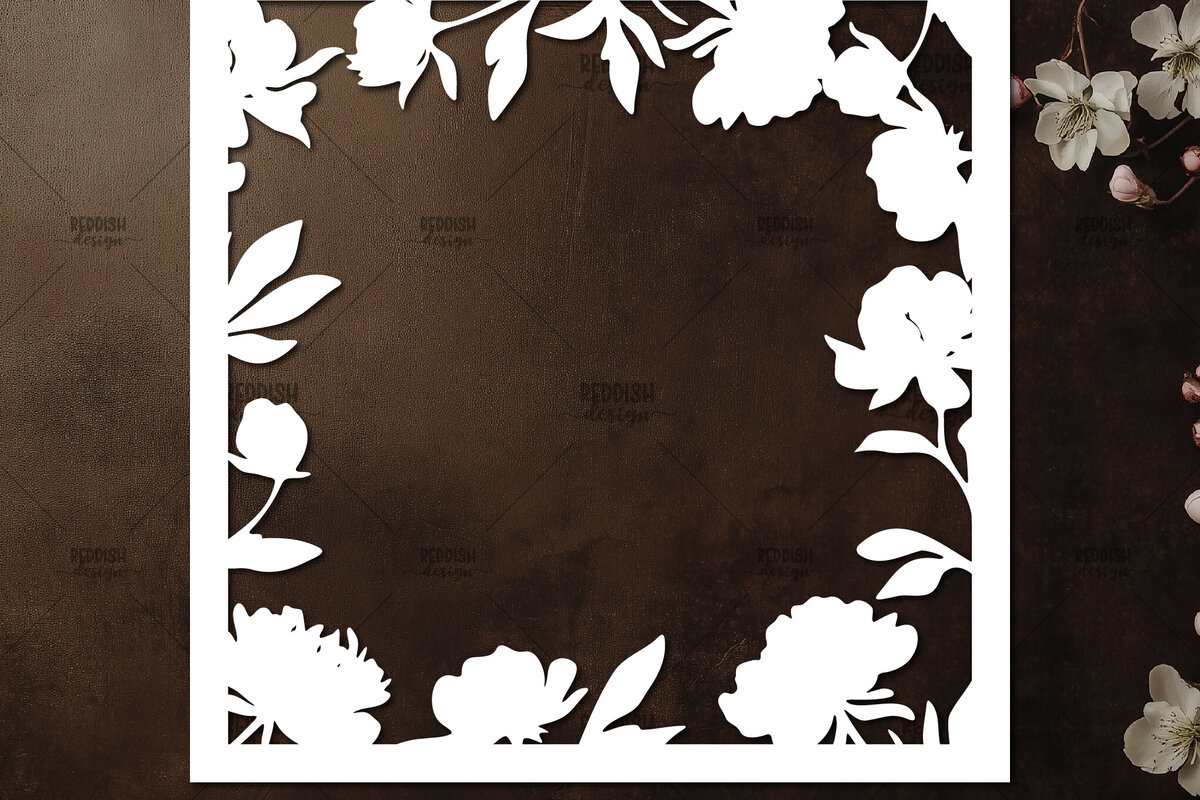 Intra απο ξύλο plywood 3mm-4mm πάχος – Κοπή χαρτιού Floral Κορνίζα φωτογραφιών Δίασταση  20x20 cm INTRAFABR-115492820