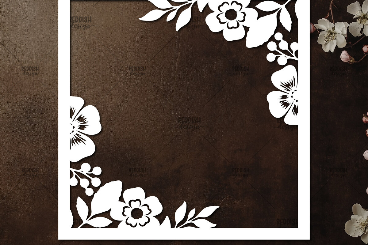 Intra απο ξύλο plywood 3mm-4mm πάχος – Κοπή χαρτιού Floral Κορνίζα φωτογραφιών Δίασταση  20x20 cm INTRAFABR-115492847