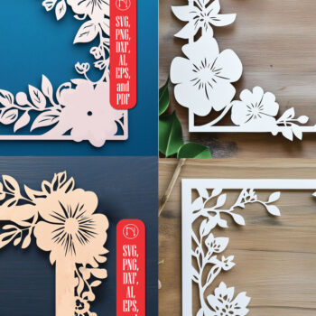 Intra απο ξύλο plywood 3mm-4mm πάχος – Πακέτο με κορνίζα φλοράλ χαρτιού Δίασταση  20x20 cm INTRAFABR-117491078 - Image 1