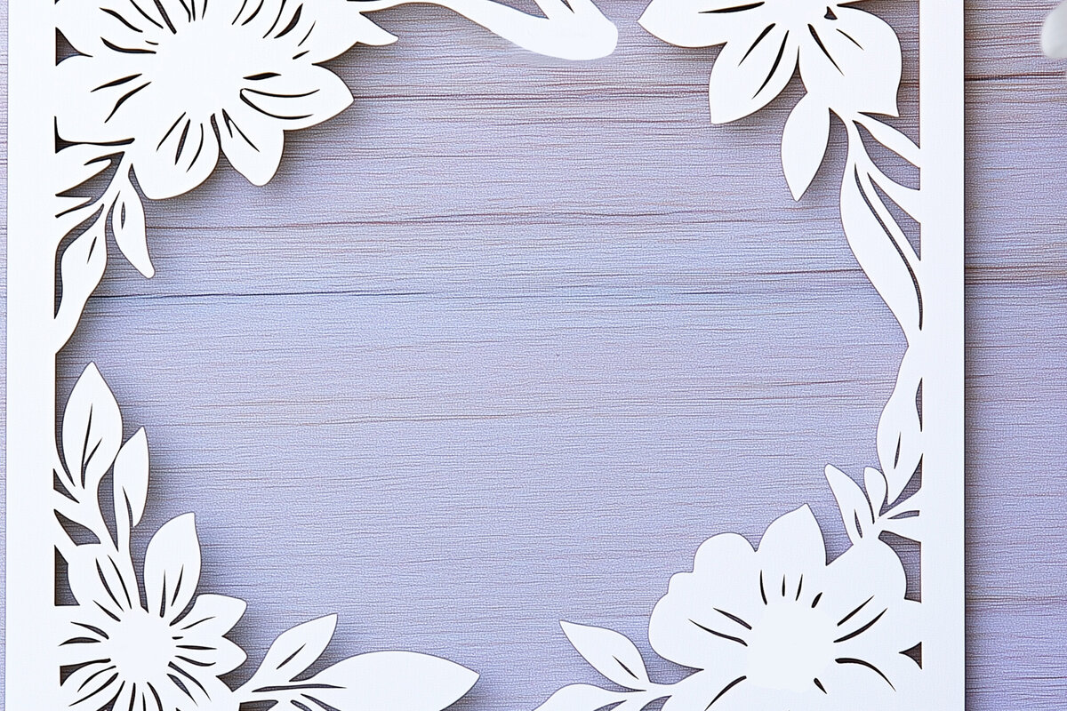 Intra απο ξύλο plywood 3mm-4mm πάχος – Χαρτί φλοράλ κορνίζα φωτογραφιών Cut Fil Δίασταση  20x20 cm INTRAFABR-114075465