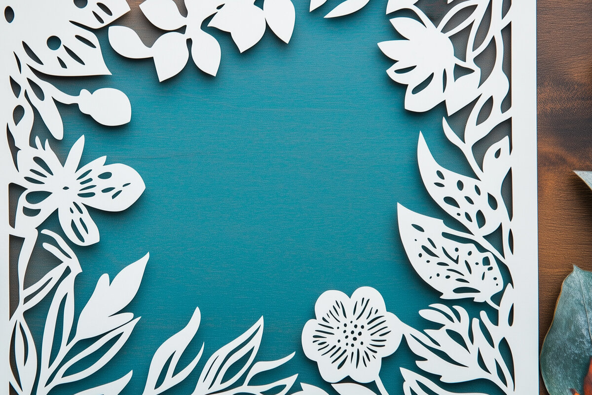 Intra απο ξύλο plywood 3mm-4mm πάχος – Χαρτί φλοράλ κορνίζα φωτογραφιών Cut Fil Δίασταση  20x20 cm INTRAFABR-114077070