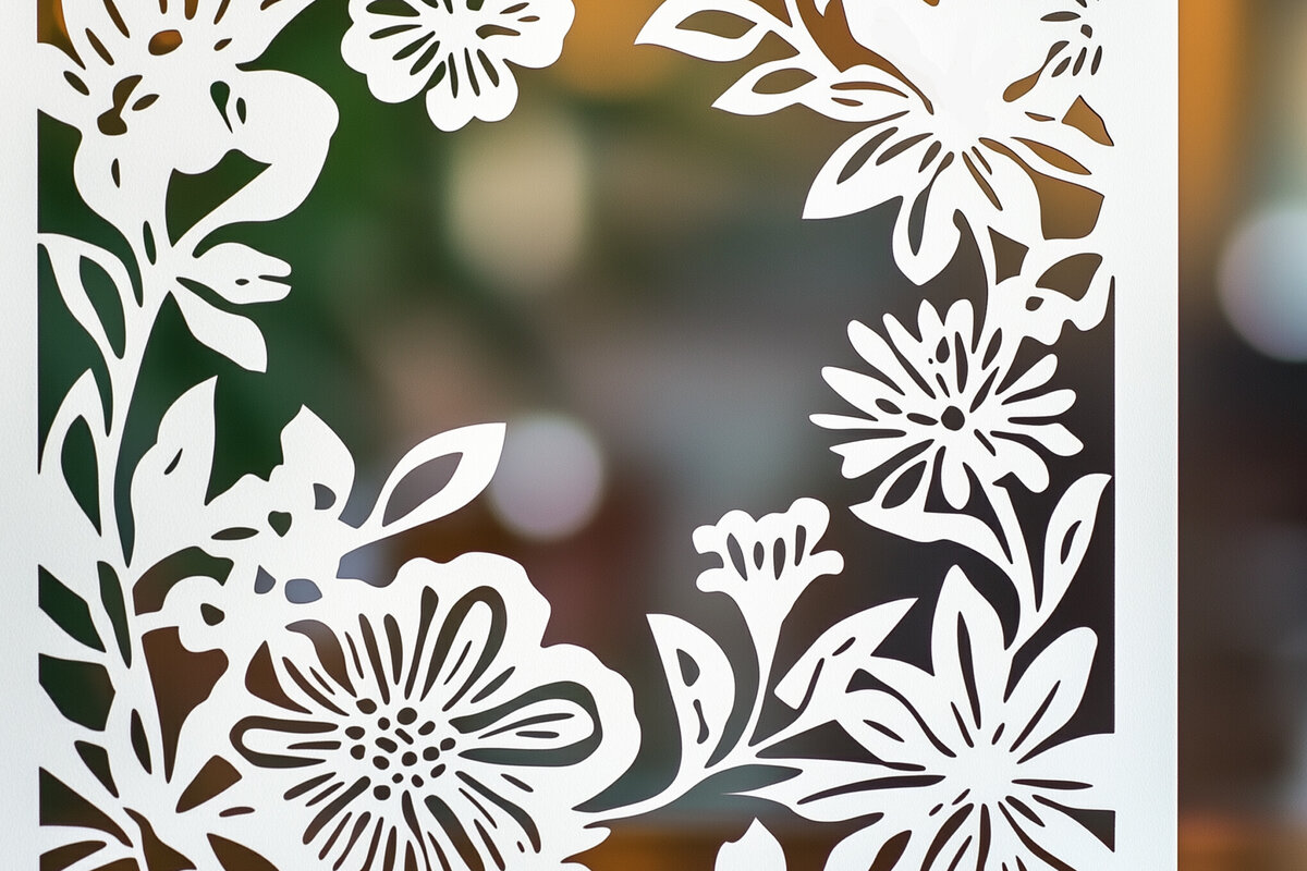 Intra απο ξύλο plywood 3mm-4mm πάχος – Κοπή σε χαρτί Floral Κορνίζα φωτογραφιών Δίασταση  20x20 cm INTRAFABR-114055200