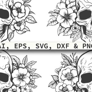 Intra απο ξύλο plywood 3mm-4mm πάχος – Πακέτο Paper Cut Floral Skull Cricut Δίασταση  20x20 cm INTRAFABR-80669902