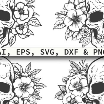 Intra απο ξύλο plywood 3mm-4mm πάχος – Πακέτο Paper Cut Floral Skull Cricut Δίασταση  20x20 cm INTRAFABR-80669902 - Image 1