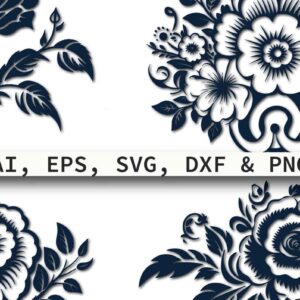 Intra απο ξύλο plywood 3mm-4mm πάχος – Paper Cut Floral Wreath Cricut Bundl Δίασταση  20x20 cm INTRAFABR-80672911