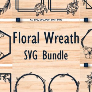 Intra απο ξύλο plywood 3mm-4mm πάχος – Χάρτινο λουλουδάτο στεφάνι Mega Bundle Δίασταση  20x20 cm INTRAFABR-69051720