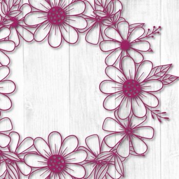 Intra απο ξύλο plywood 3mm-4mm πάχος – Χαρτοκομμένο στεφάνι λουλουδιών για διακόσμηση Δίασταση  20x20 cm INTRAFABR-30830122 - Image 2