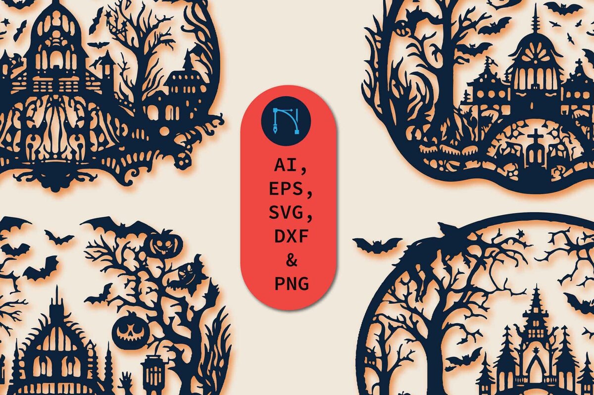 Intra απο ξύλο plywood 3mm-4mm πάχος – Πακέτο Decor Halloween Cut Paper Δίασταση  20x20 cm INTRAFABR-80312720