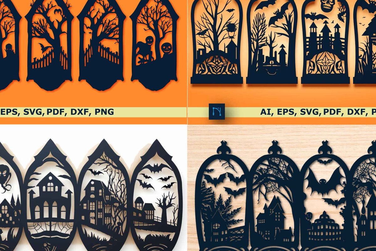 Intra απο ξύλο plywood 3mm-4mm πάχος – Πακέτο για Halloween Decor σε χαρτί Δίασταση  20x20 cm INTRAFABR-78776293