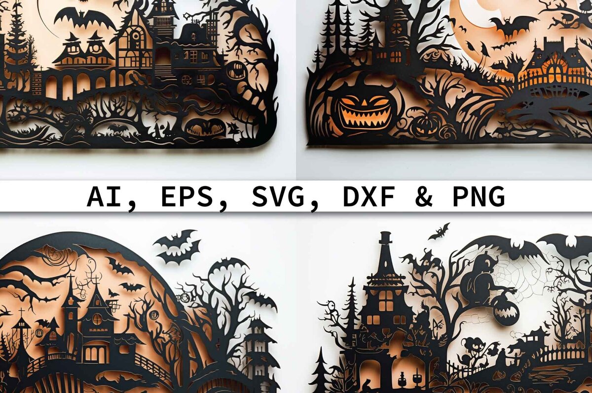 Intra απο ξύλο plywood 3mm-4mm πάχος – Πακέτο Decor Halloween Cut Paper Δίασταση  20x20 cm INTRAFABR-80281612