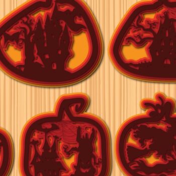 Intra απο ξύλο plywood 3mm-4mm πάχος – Δέσμη από Halloween Pumpkin Paper Cut Δίασταση 20x20 cm INTRAFABR-34690638 - Image 1