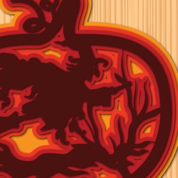 Intra απο ξύλο plywood 3mm-4mm πάχος – Δέσμη από Halloween Pumpkin Paper Cut Δίασταση 20x20 cm INTRAFABR-34690638 - Image 2