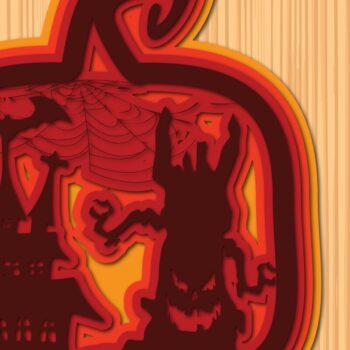 Intra απο ξύλο plywood 3mm-4mm πάχος – Δέσμη από Halloween Pumpkin Paper Cut Δίασταση 20x20 cm INTRAFABR-34690638 - Image 4