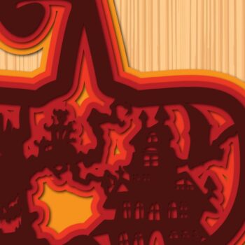 Intra απο ξύλο plywood 3mm-4mm πάχος – Δέσμη από Halloween Pumpkin Paper Cut Δίασταση 20x20 cm INTRAFABR-34690638 - Image 6