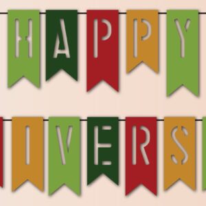 Intra απο ξύλο plywood 3mm-4mm πάχος – Χαρτόκοπη Happy Anniversary Garland Δίασταση  20x20 cm INTRAFABR-44789668