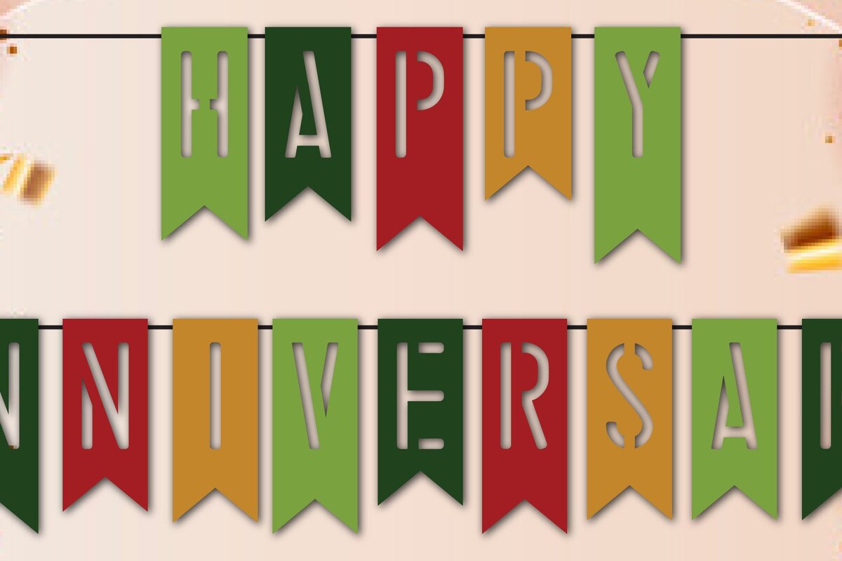 Intra απο ξύλο plywood 3mm-4mm πάχος – Χαρτόκοπη Happy Anniversary Garland Δίασταση  20x20 cm INTRAFABR-44789668