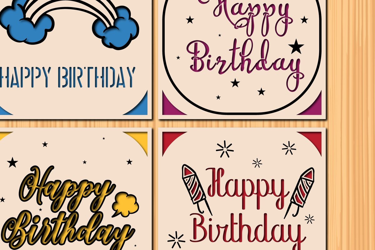 Intra απο ξύλο plywood 3mm-4mm πάχος – Πακέτο για χαρούμενα γενέθλια κομμένο χαρτί Δίασταση  20x20 cm INTRAFABR-35056205