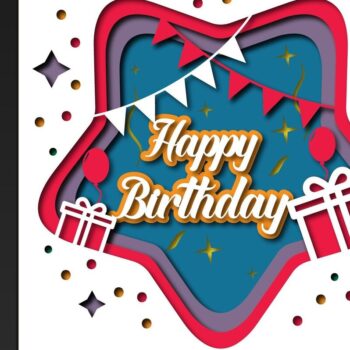Intra απο ξύλο plywood 3mm-4mm πάχος – Χαρτί κοπής Happy Birthday Shadow Box Δίασταση 20x20 cm INTRAFABR-31527416 - Image 1