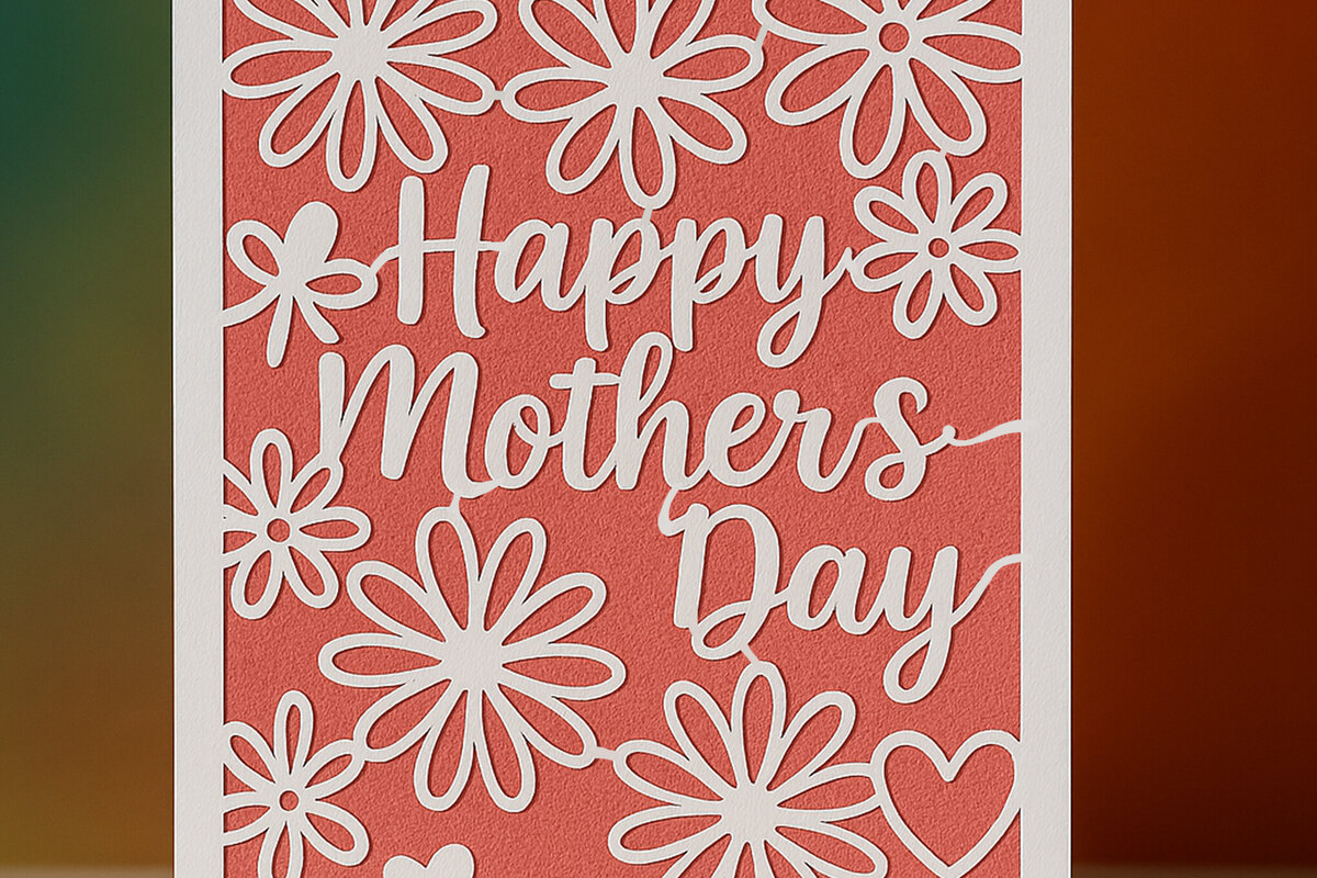 Intra απο ξύλο plywood 3mm-4mm πάχος – Κόψιμο χαρτιού Happy Mother's Day Cut Fil Δίασταση  20x20 cm INTRAFABR-119942789