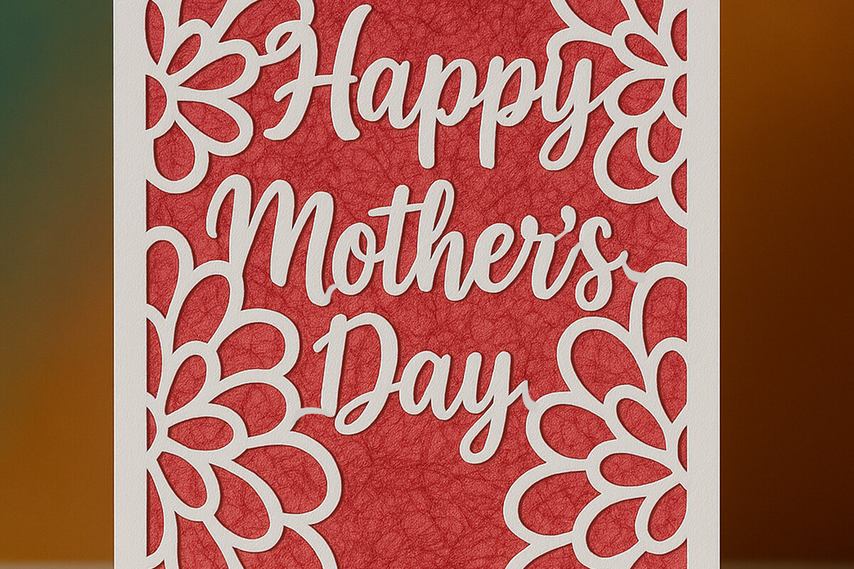 Intra απο ξύλο plywood 3mm-4mm πάχος – Κόψιμο χαρτιού Happy Mother's Day Cut Fil Δίασταση  20x20 cm INTRAFABR-119943235