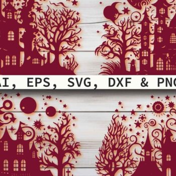 Intra απο ξύλο plywood 3mm-4mm πάχος – Paper Cut Haunted House Πακέτο Δίασταση 20x20 cm INTRAFABR-81037980 - Image 1