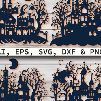 Intra απο ξύλο plywood 3mm-4mm πάχος – Paper Cut Haunted House Πακέτο Δίασταση 20x20 cm INTRAFABR-81038187 - Image 3