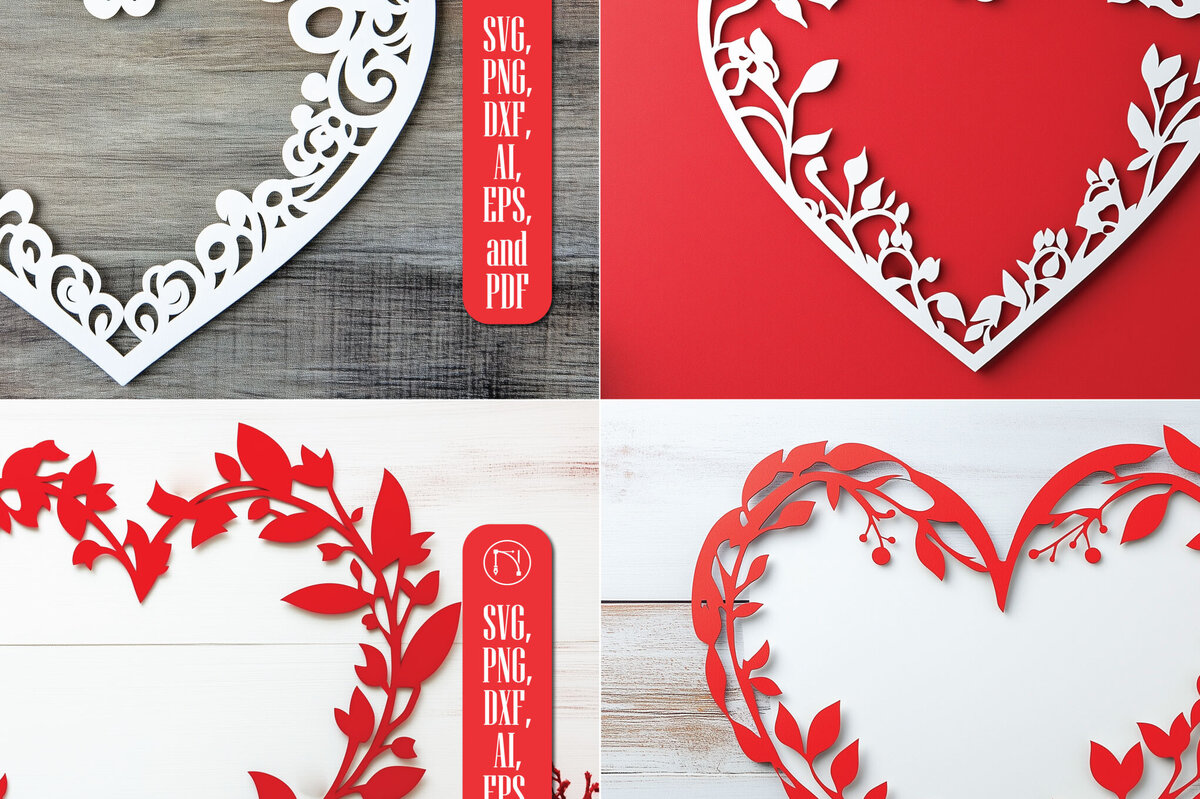 Intra απο ξύλο plywood 3mm-4mm πάχος – Πακέτο Paper Cut Heart Border Δίασταση  20x20 cm INTRAFABR-112913131