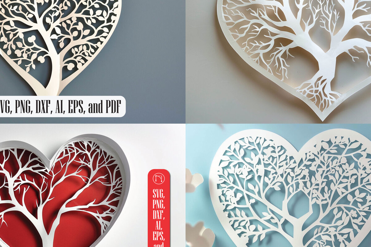 Intra απο ξύλο plywood 3mm-4mm πάχος – Πακέτο δέντρου σε σχήμα καρδιάς σε κομμένο χαρτί Δίασταση  20x20 cm INTRAFABR-100510796