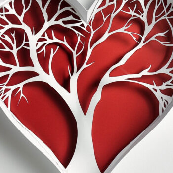 Intra απο ξύλο plywood 3mm-4mm πάχος – Paper Cut Heart Shape Tree Δίασταση 20x20 cm INTRAFABR-100467966 - Image 1