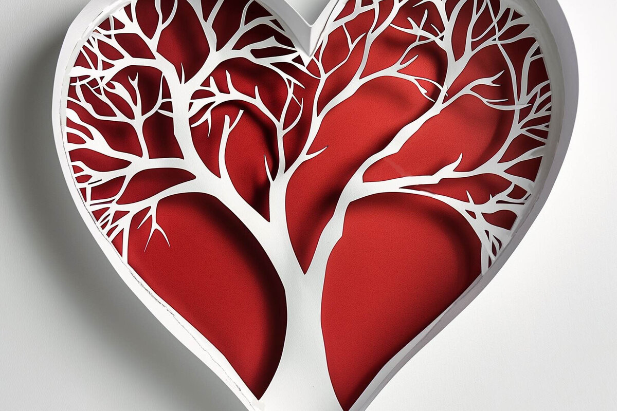 Intra απο ξύλο plywood 3mm-4mm πάχος – Paper Cut Heart Shape Tree Δίασταση  20x20 cm INTRAFABR-100467966