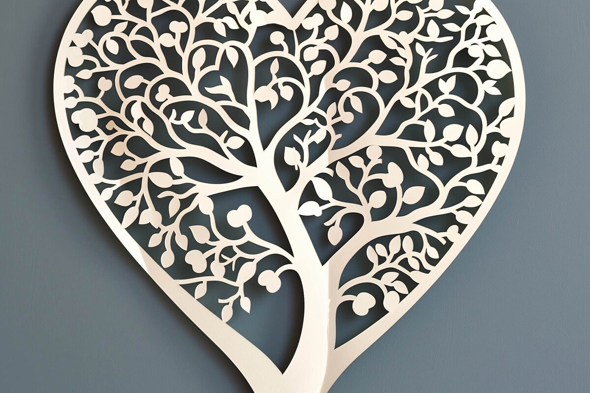 Intra απο ξύλο plywood 3mm-4mm πάχος – Paper Cut Heart Shape Tree Δίασταση  20x20 cm INTRAFABR-100401255