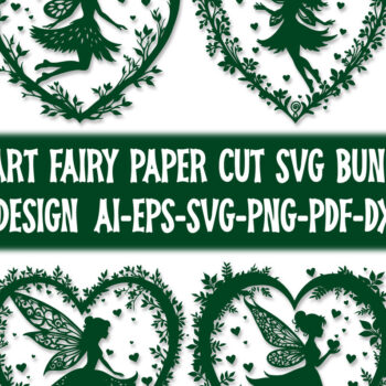 Intra απο ξύλο plywood 3mm-4mm πάχος – Paper Cut Heart with Fairy Bundle 5 Δίασταση 20x20 cm INTRAFABR-112593148 - Image 1