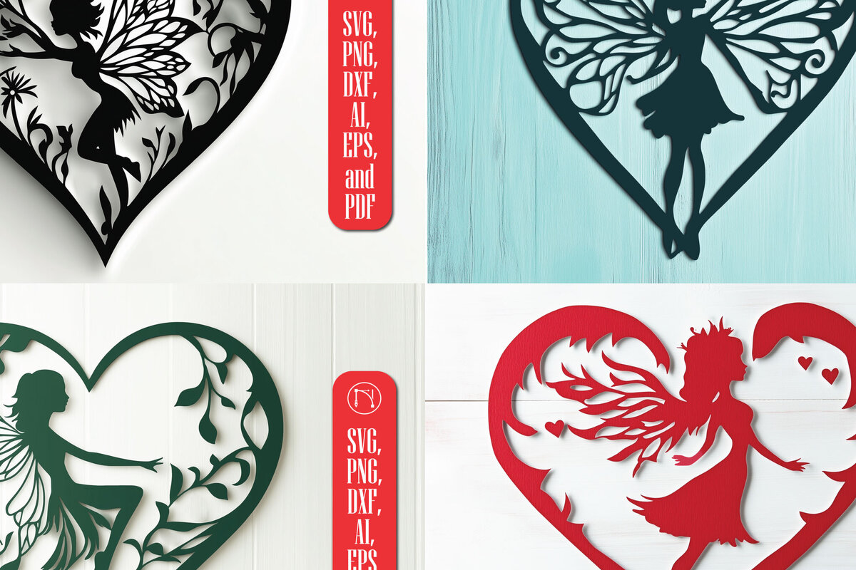 Intra απο ξύλο plywood 3mm-4mm πάχος – Χαρτί κομμένη καρδιά με δέσμη Fairy Δίασταση  20x20 cm INTRAFABR-112031028