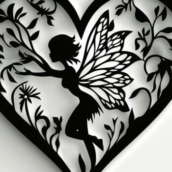 Intra απο ξύλο plywood 3mm-4mm πάχος – Paper Cut Heart with Fairy Δίασταση 20x20 cm INTRAFABR-112037089 - Image 1