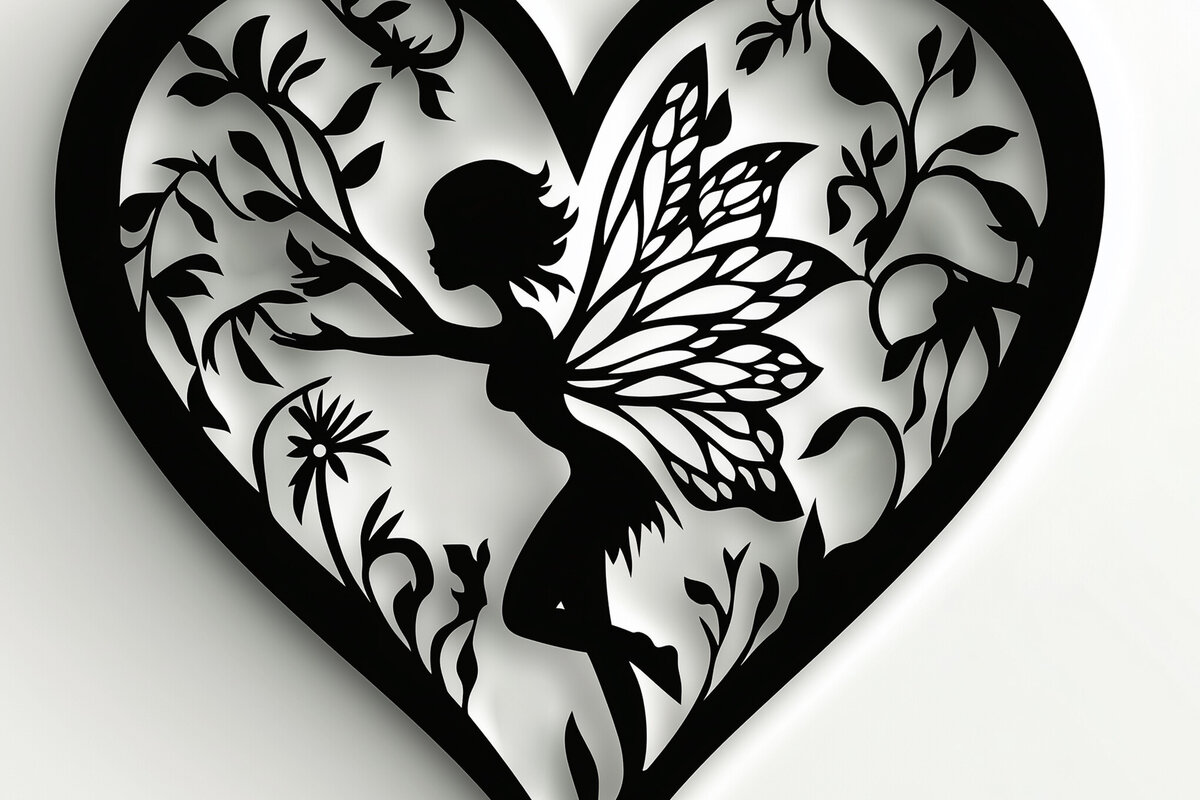 Intra απο ξύλο plywood 3mm-4mm πάχος – Paper Cut Heart with Fairy Δίασταση  20x20 cm INTRAFABR-112037089