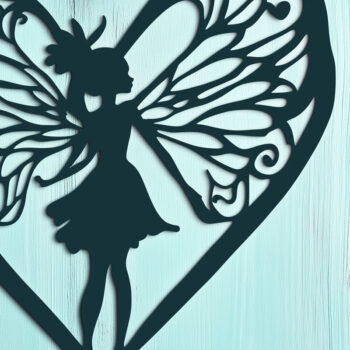 Intra απο ξύλο plywood 3mm-4mm πάχος – Paper Cut Heart with Fairy Δίασταση  20x20 cm INTRAFABR-112037126 - Image 1
