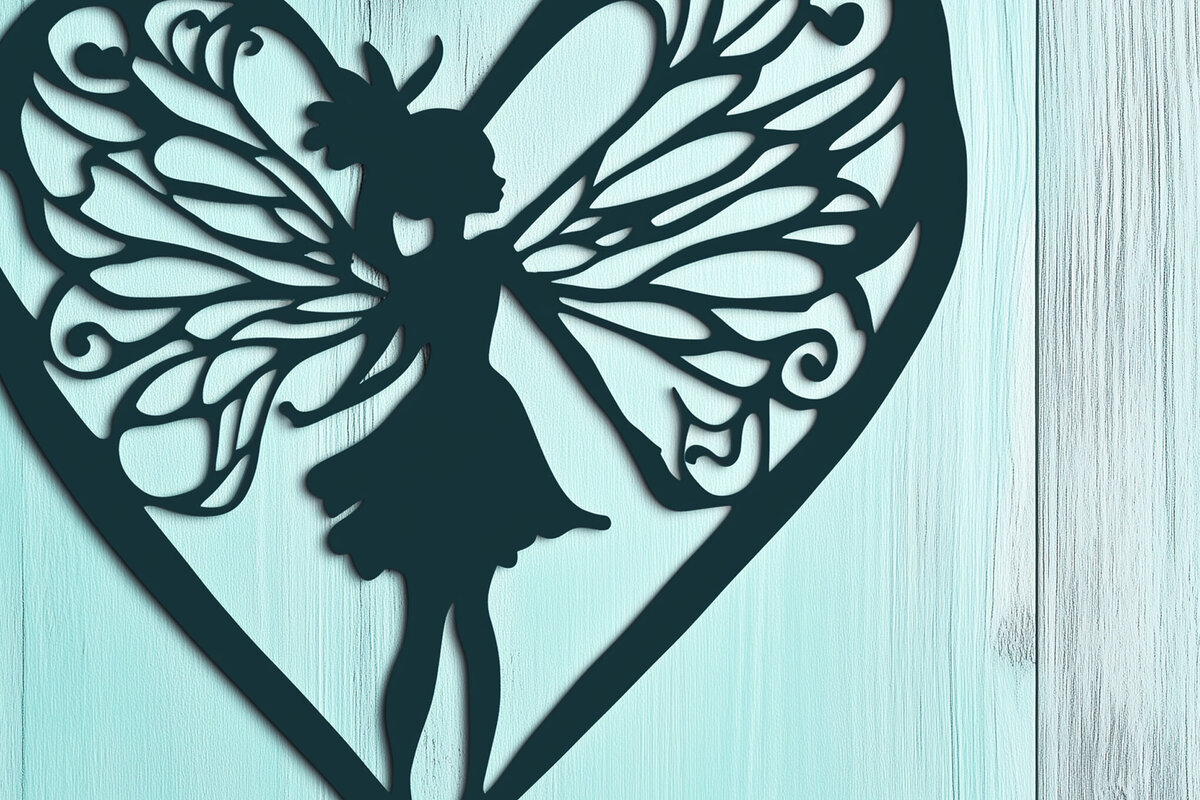 Intra απο ξύλο plywood 3mm-4mm πάχος – Paper Cut Heart with Fairy Δίασταση  20x20 cm INTRAFABR-112037126