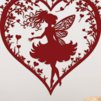 Intra απο ξύλο plywood 3mm-4mm πάχος – Χαρτί κομμένη καρδιά με  Fairy 19 Δίασταση  20x20 cm INTRAFABR-113277724 - Image 2
