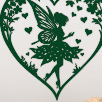 Intra απο ξύλο plywood 3mm-4mm πάχος – Χαρτί κομμένη καρδιά με Fairy 2 Δίασταση 20x20 cm INTRAFABR-112708521 - Image 1