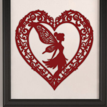 Intra απο ξύλο plywood 3mm-4mm πάχος – Χαρτί κομμένη καρδιά με Fairy 21 Δίασταση 20x20 cm INTRAFABR-113277895 - Image 2