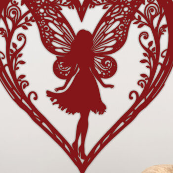 Intra απο ξύλο plywood 3mm-4mm πάχος – Χαρτί κομμένη καρδιά με Fairy 24 Δίασταση 20x20 cm INTRAFABR-113397430 - Image 1