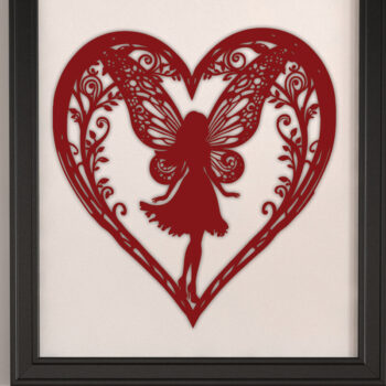 Intra απο ξύλο plywood 3mm-4mm πάχος – Χαρτί κομμένη καρδιά με Fairy 24 Δίασταση 20x20 cm INTRAFABR-113397430 - Image 3