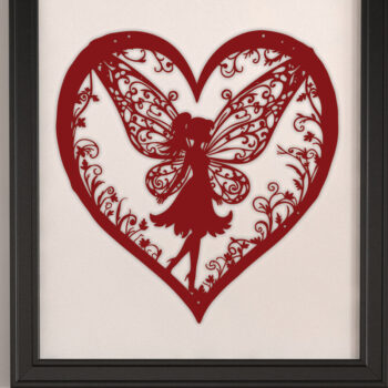 Intra απο ξύλο plywood 3mm-4mm πάχος – Χαρτί κομμένη καρδιά με Fairy 26 Δίασταση 20x20 cm INTRAFABR-113601412 - Image 1