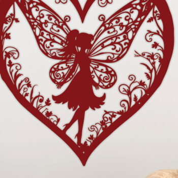 Intra απο ξύλο plywood 3mm-4mm πάχος – Χαρτί κομμένη καρδιά με Fairy 26 Δίασταση 20x20 cm INTRAFABR-113601412 - Image 2