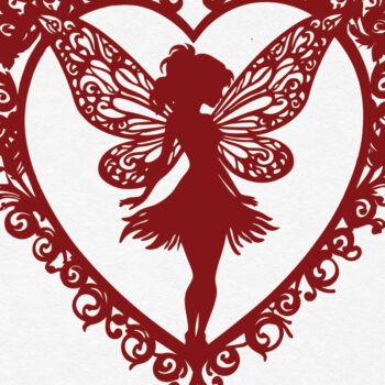 Intra απο ξύλο plywood 3mm-4mm πάχος – Χαρτί κομμένη καρδιά με Fairy 27 Δίασταση 20x20 cm INTRAFABR-113601489 - Image 1