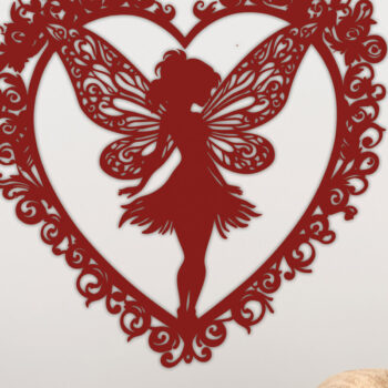 Intra απο ξύλο plywood 3mm-4mm πάχος – Χαρτί κομμένη καρδιά με Fairy 27 Δίασταση 20x20 cm INTRAFABR-113601489 - Image 2